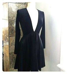 American Apparel Velvet Deep V Skater Dress